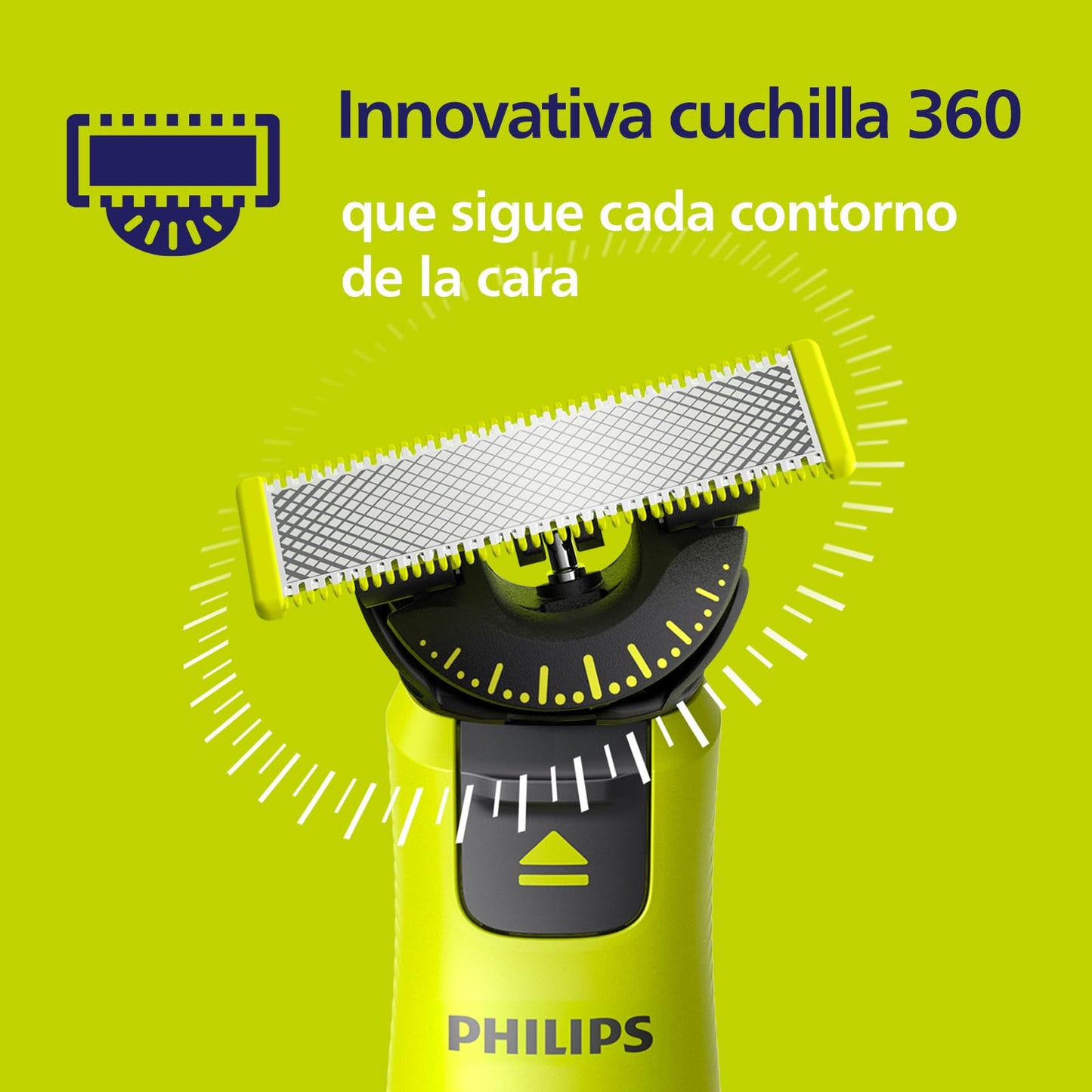 La auténtica Philips QP440/50 OneBlade 360 Cuchillas de Repuesto, para Recortador de Barba y Maquina de afeitar Hombre, Compatible con todos los Philips OneBlade, Pack de 4 unidades