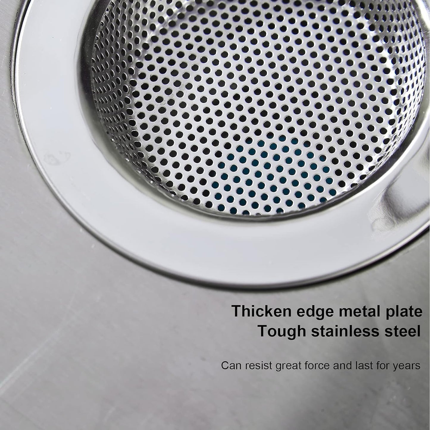 Kitchen Sink Strainer Stainless Steel, LASSHSWA Kitchen Sink Drain Strainer, Sink Strainers for Kitchen Sinks with Large Wide Rim 4.5" Diameter (2 Pack)