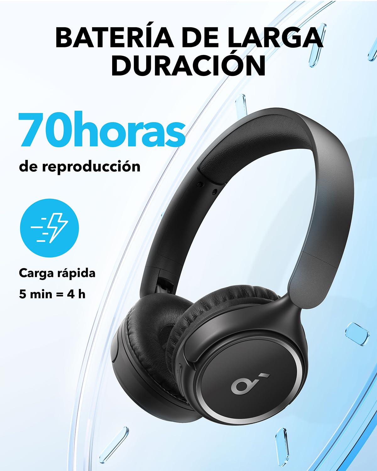 Soundcore Auriculares Inalámbricos Bluetooth Diadema H30i, Diseño Plegable, Graves Puros, 60H de Reproducción, Bluetooth 5.3, Ligeros y Cómodos, Conectividad de App, Conexión Multipunto