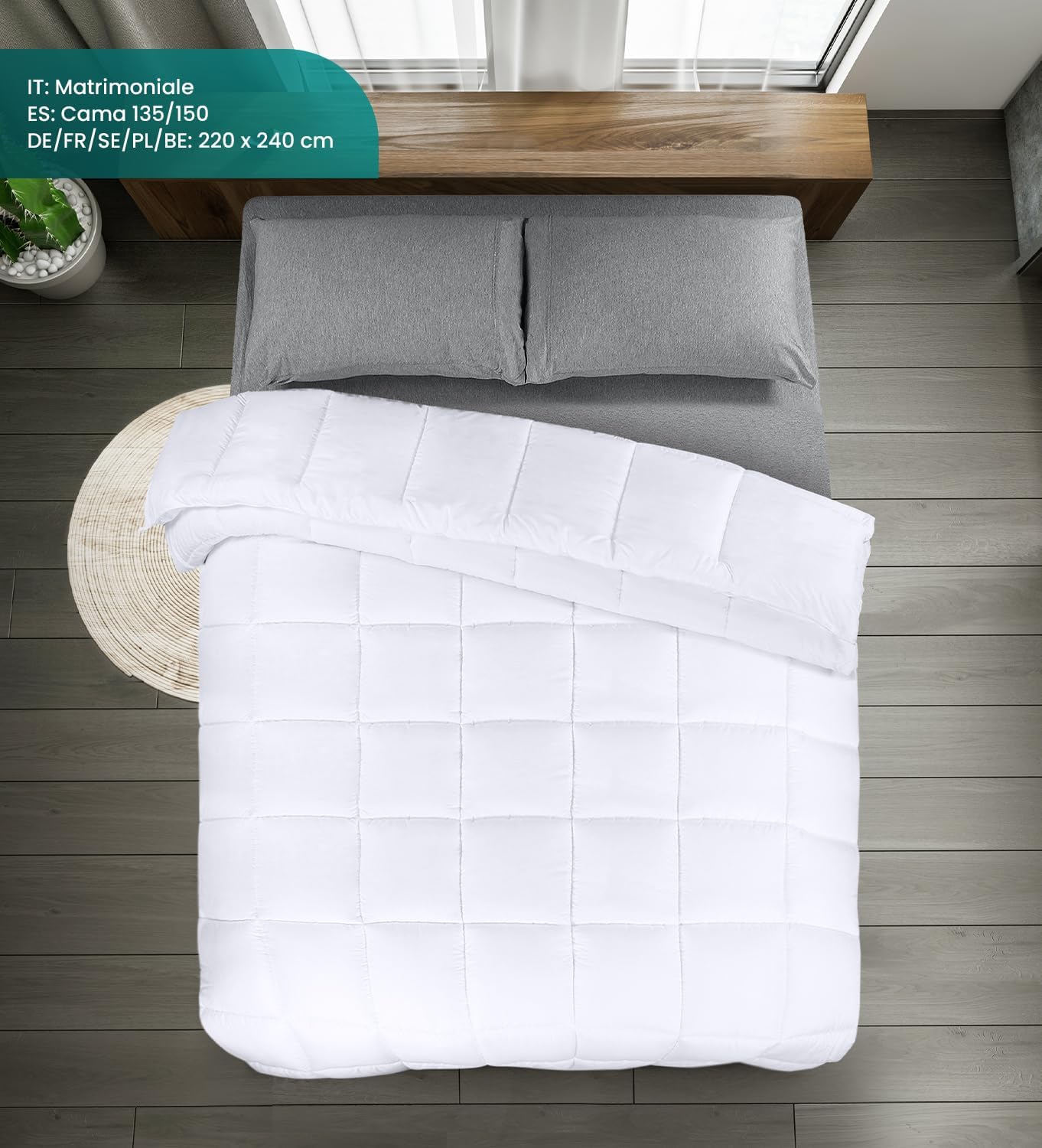 Utopia Bedding Edredón Acolchado 220x240 cm, Edredon Cama 135/150, Verano Relleno Nórdico 200 gr/m² en 100% Suave Microfibra (Blanco)