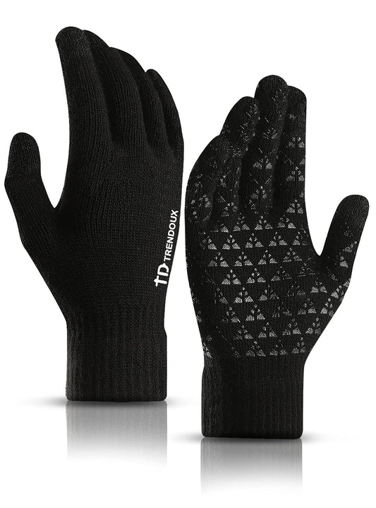 TRENDOUX Guantes halloween hombre termicos mujer - guantes running Senderismo Escalada Correr lana Ciclismo Navidad Regalos invierno Guantes de conducción，Smartphones guantes tactiles - Negro L