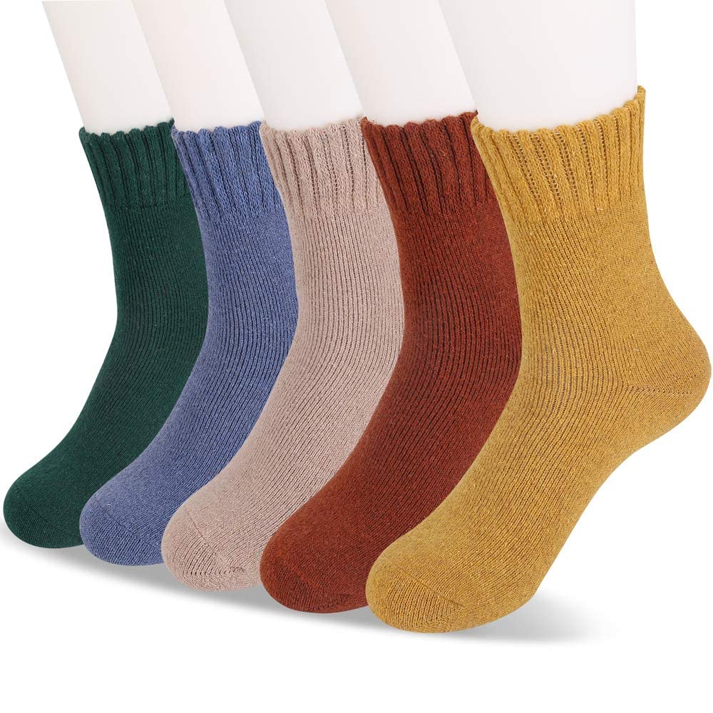 MOSOTECH Calcetines Termicos de Mujer, 5 Pares Calcetines Invierno Cálidos de Confort Casual,Talla única 35-42