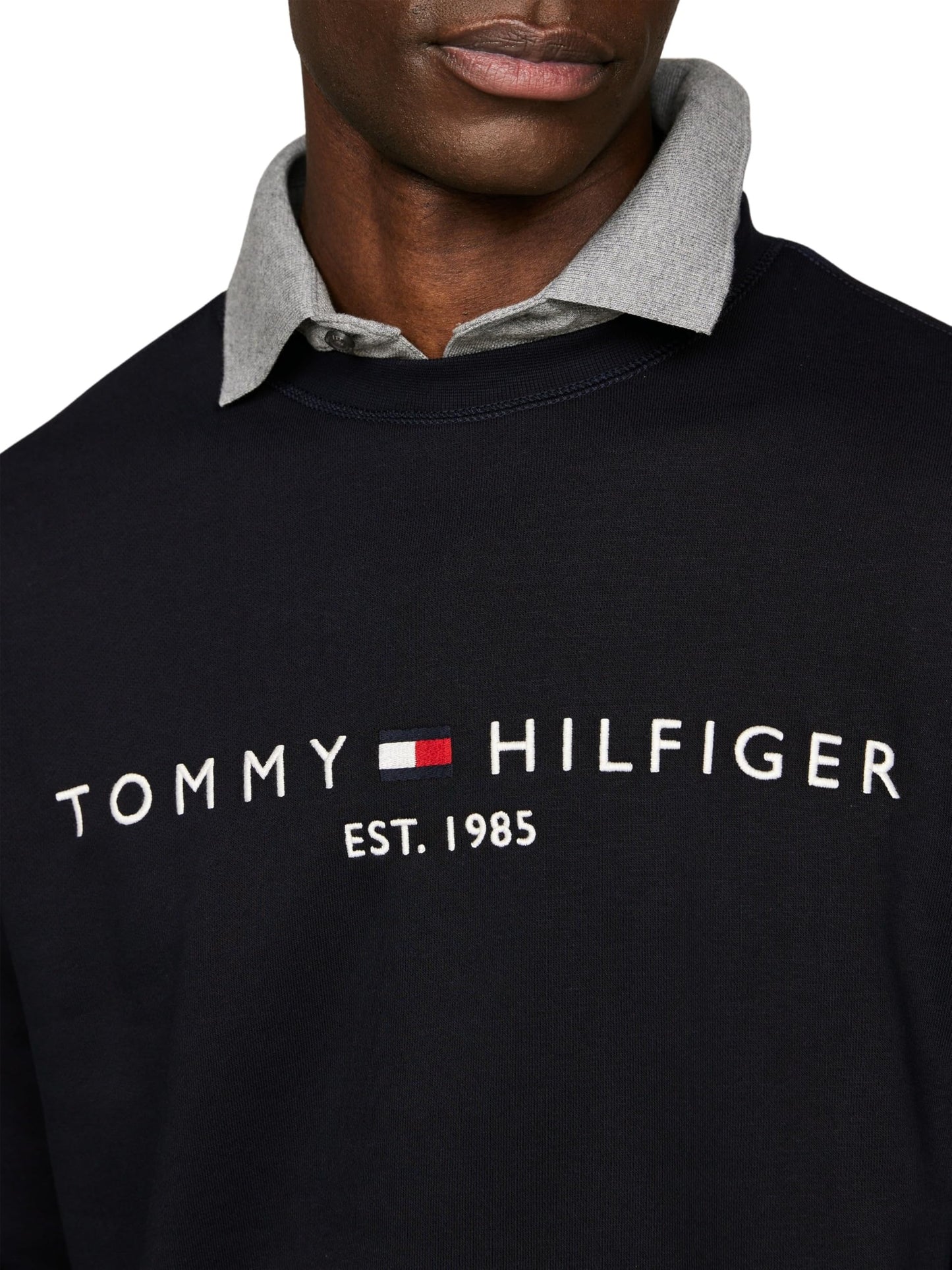 Tommy Hilfiger Men Tommy Logo Sweatshirt without Hood, Blue (Desert Sky), XXL