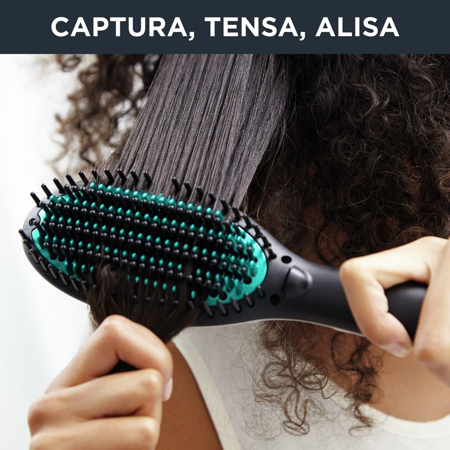 Rowenta Cepillo alisador Power Straight CF5820F0 - Cepillo especial para cabello muy rizado, con generador de iones y temperatura regulable hasta 200º, púas de gran sujeción desde la raíz