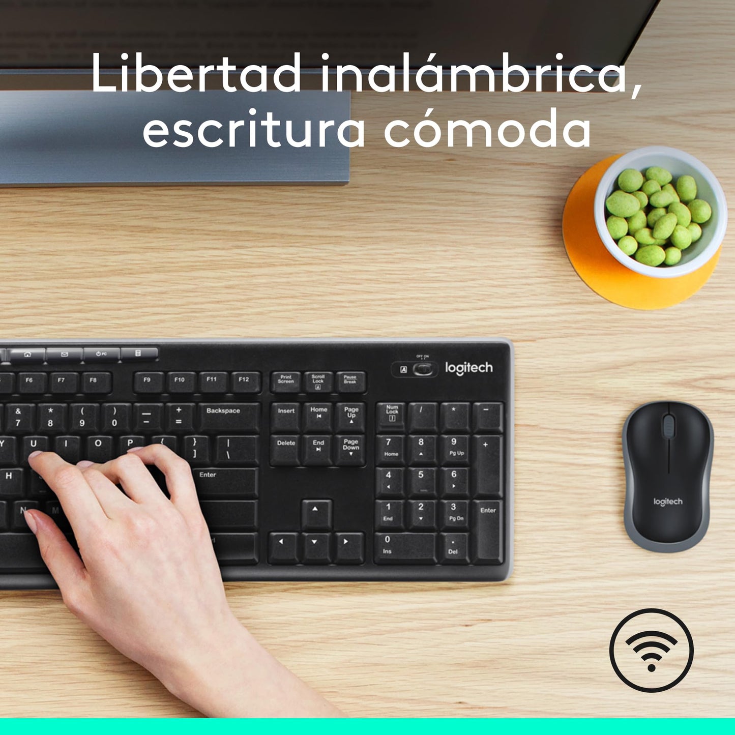 Logitech MK270 Combo Teclado y Ratón Inalámbrico para Windows, 2,4GHz Inalámbrico, Ratón Compacto, 8 teclas multimedia y de acceso directo, 2 años de batería, PC, PC Portátil, QWERTY Español - Negro