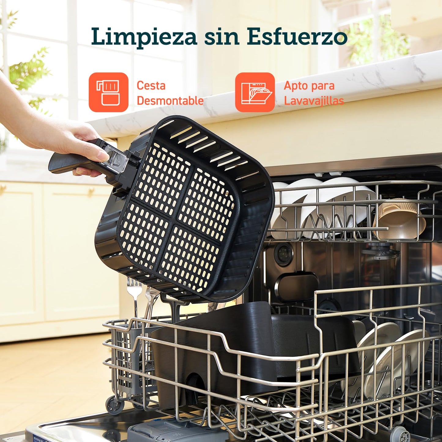 COSORI Freidora de Aire Duradera 5.5 L Air Fryer 1700W, Tecnología Rapid Air, 55% Menos Energía, 13 Automáticos Modos, Uso Sencillo, Panel Táctil Intuitivo, Acero Inox Interior, Hasta 205 °C y 60 Min