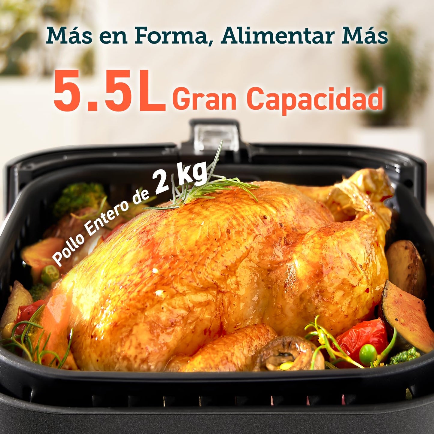 COSORI Freidora de Aire Duradera 5.5 L Air Fryer 1700W, Tecnología Rapid Air, 55% Menos Energía, 13 Automáticos Modos, Uso Sencillo, Panel Táctil Intuitivo, Acero Inox Interior, Hasta 205 °C y 60 Min