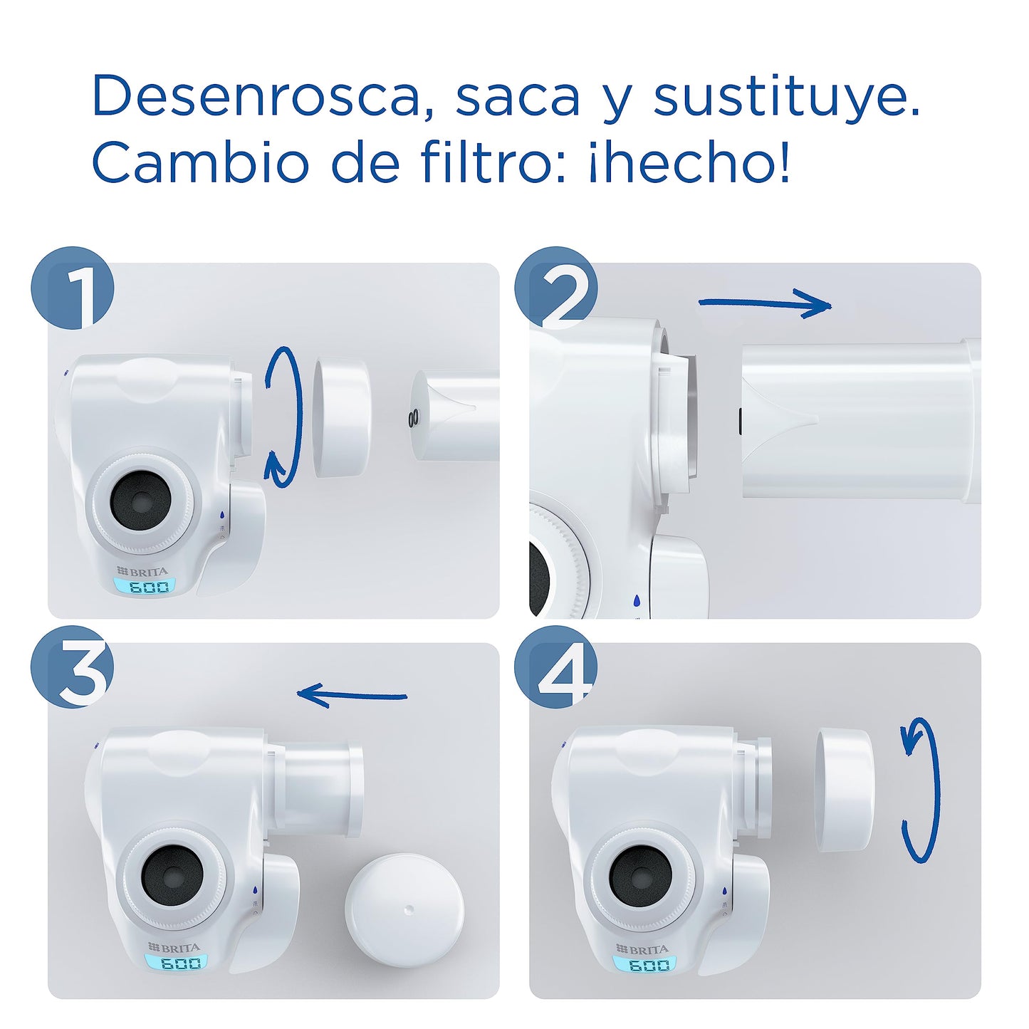 BRITA ON TAP V-MF 1x cartucho de filtro de agua (600L) - agua sostenible, libre de bacterias al 99,99%, sabor mejorado, reduce micropartículas finas, PFAS, metales y sustancias que afectan el sabor.