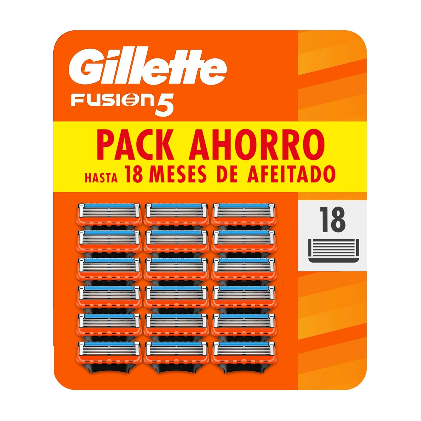 Gillette Fusion5 Cuchillas De Recambio Para Maquinillas De Afeitar Para Hombre, 18 Cuchillas De Recambio Para Maquinillas De Afeitar