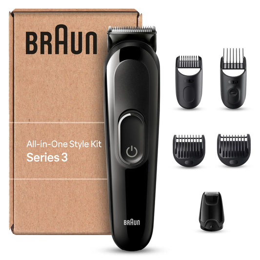 Braun Recortadora de Barba Series 3 Máquina Cortar Pelo, Máquina de afeitar, Cortapelos Hombre Kit 6 En 1 Para Barba, MGK3420