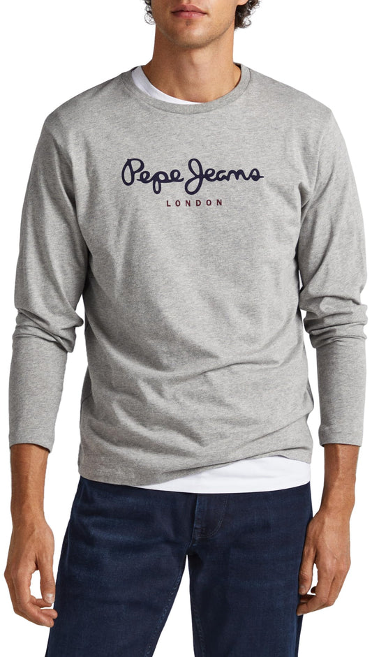 Pepe Jeans Eggo Camiseta para Hombre Slim Fit Manga Larga Gris, L