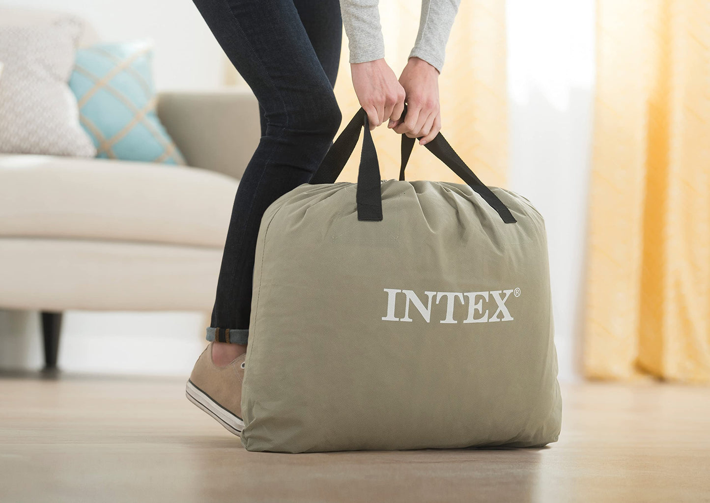 Intex 64414 Colchón Hinchable Comfort Plush, Peso Máximo Soportado 272 kg, 152 x 203 x 46 cm