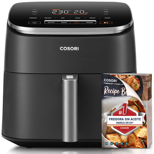 COSORI Freidora de Aire Turbo Blaze™ 6L, Air Fryer 46% Más Rápida con Motor DC, Freidora sin Aceite 9 en 1, con 117 Recetas de Chef, Apta para Lavavajillas, Freír, Hornear, Asar, Deshidratar, 1725W