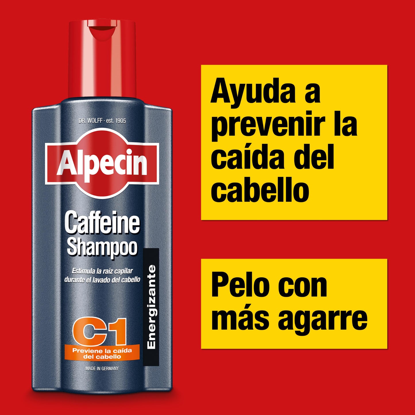 Alpecin Caffeine Shampoo C1 2x 375ml | Champu anticaida hombre y con cafeina | Tratamiento para la caida del cabello | Alpecin Shampoo Anti Hair Loss Treatment Men