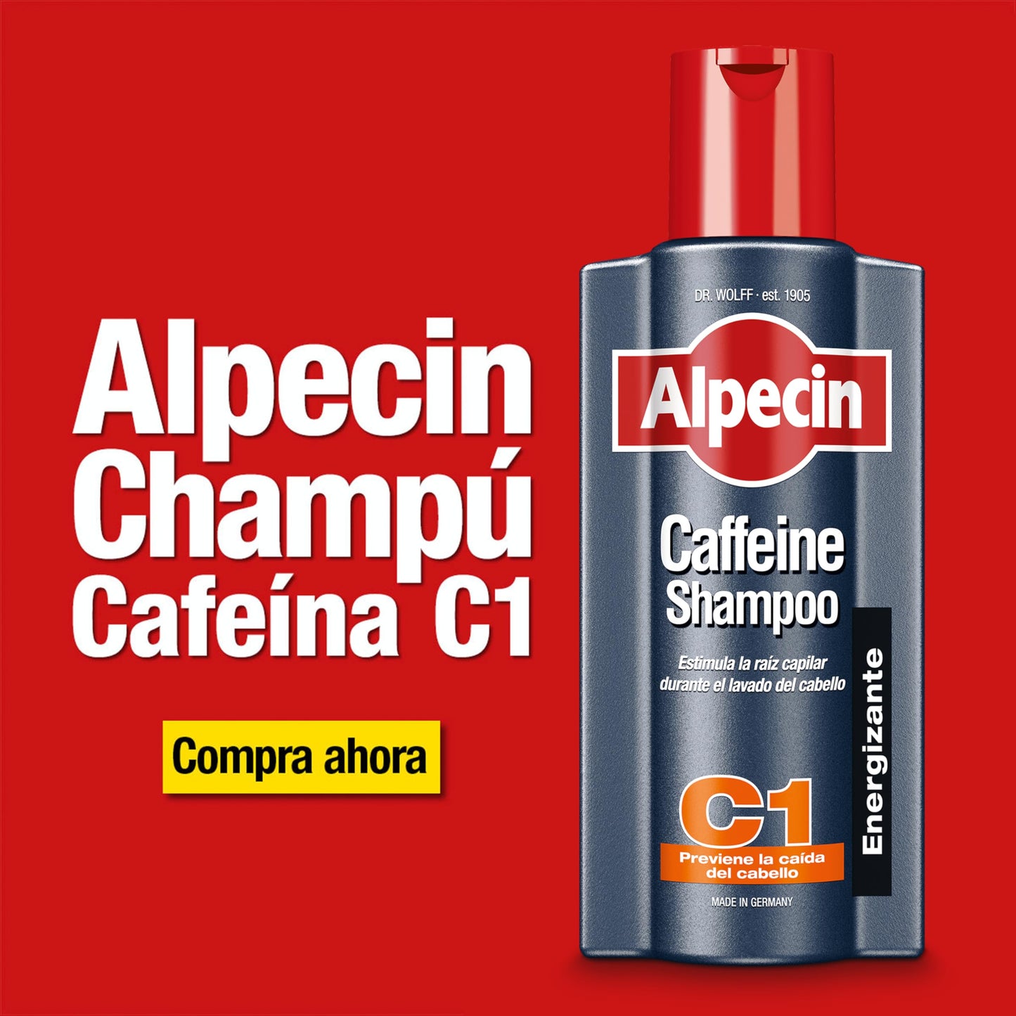 Alpecin Caffeine Shampoo C1 2x 375ml | Champu anticaida hombre y con cafeina | Tratamiento para la caida del cabello | Alpecin Shampoo Anti Hair Loss Treatment Men