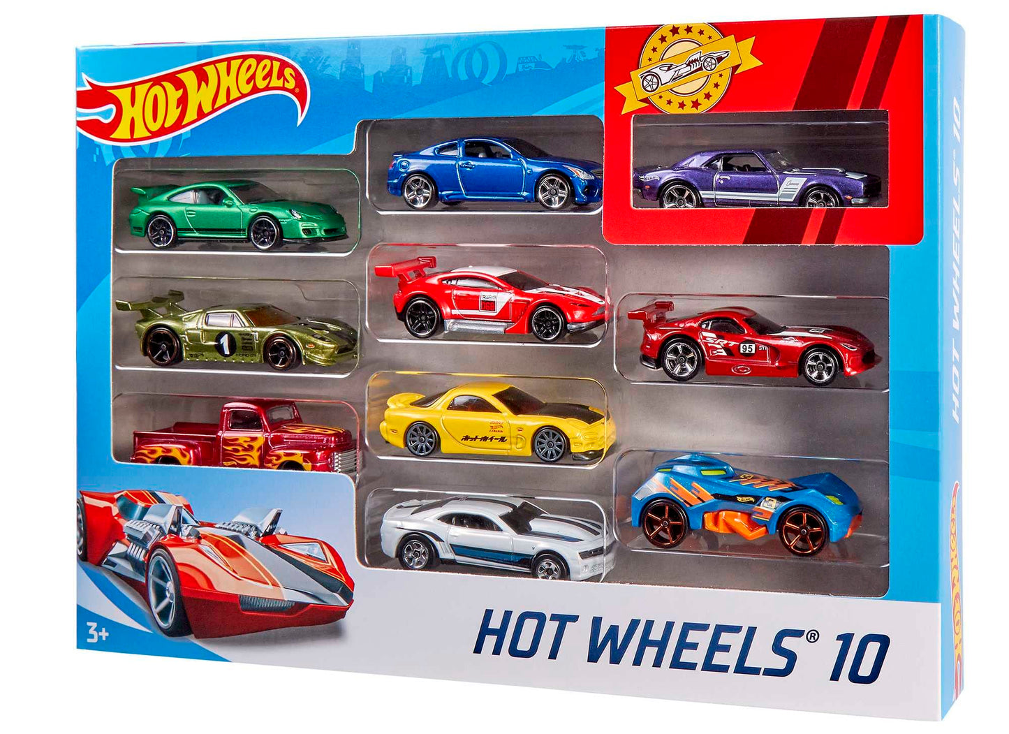 Hot Wheels Pack de 10 Vehiculos, Coches de Juguete (Modelos Variados) (Mattel 54886)