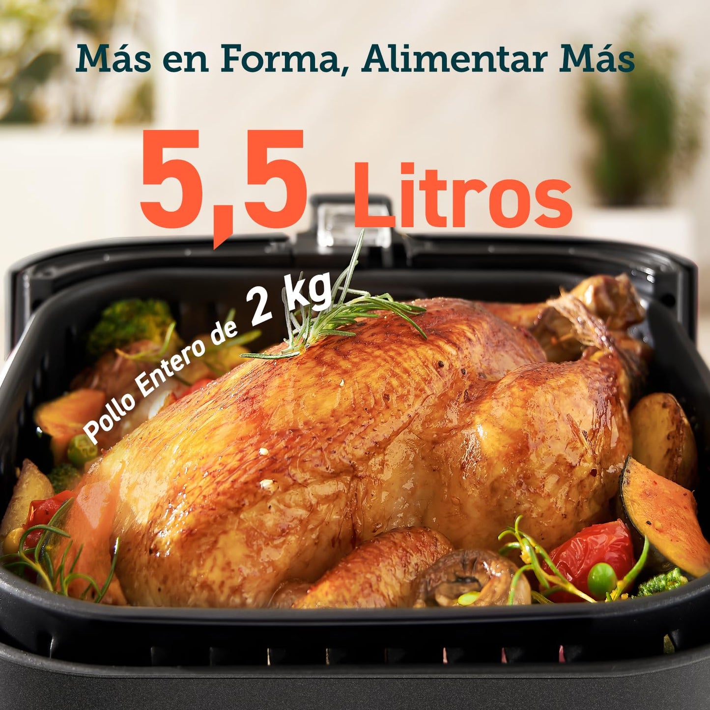 COSORI Freidora de Aire Duradera 5,5L Air Fryer 1700W, Tecnología Rapid Air, 55% Menos Energía, 13 Automáticos Modos,Uso Fácil, LED Panel Táctil, Acero Inox Interior, Hasta 205ºC y 60 Min, Blanca