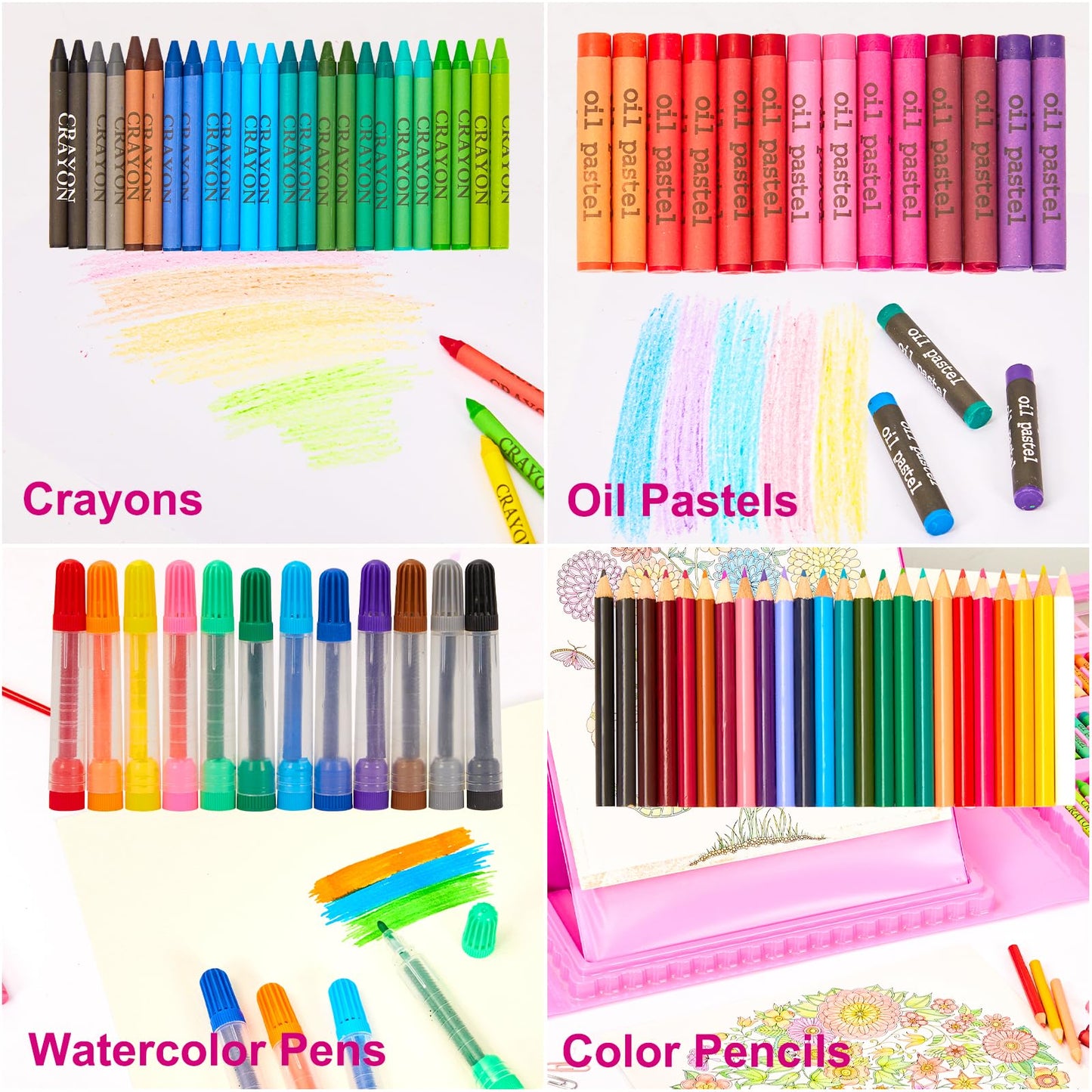 KINSPORY 290 piezas Maletin Pinturas para Niños, Juegos de Dibujo, Pinturas para Niños, Acuarelas Niños, Lapices de Dibujo, Caballete Pintura