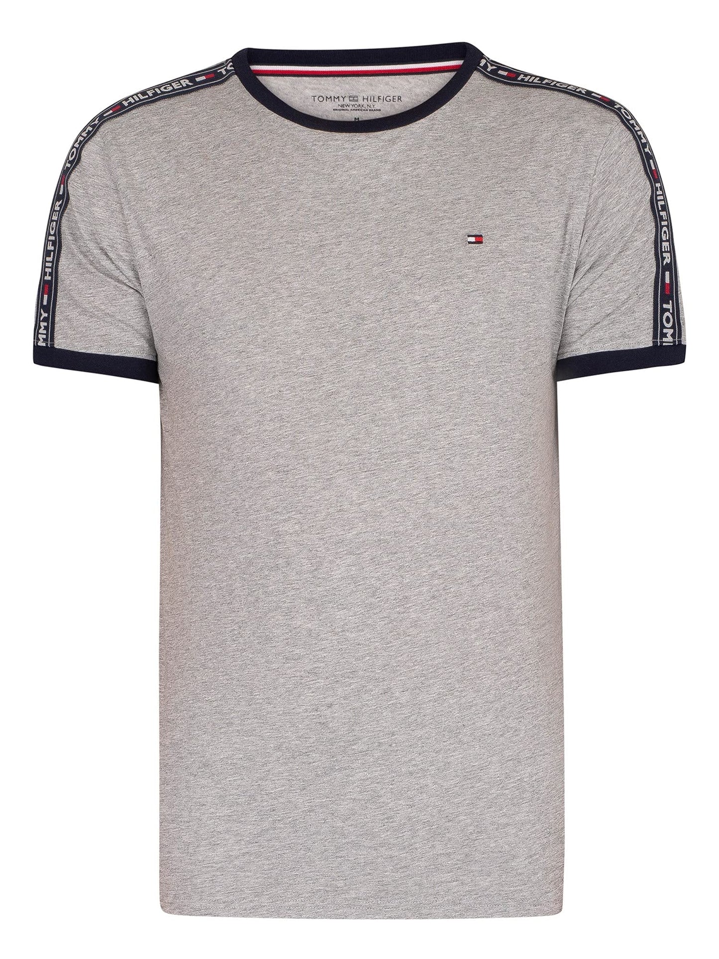 Tommy Hilfiger Hombre Camiseta Manga Corta Cuello Redondo, Gris (Grey Heather), L