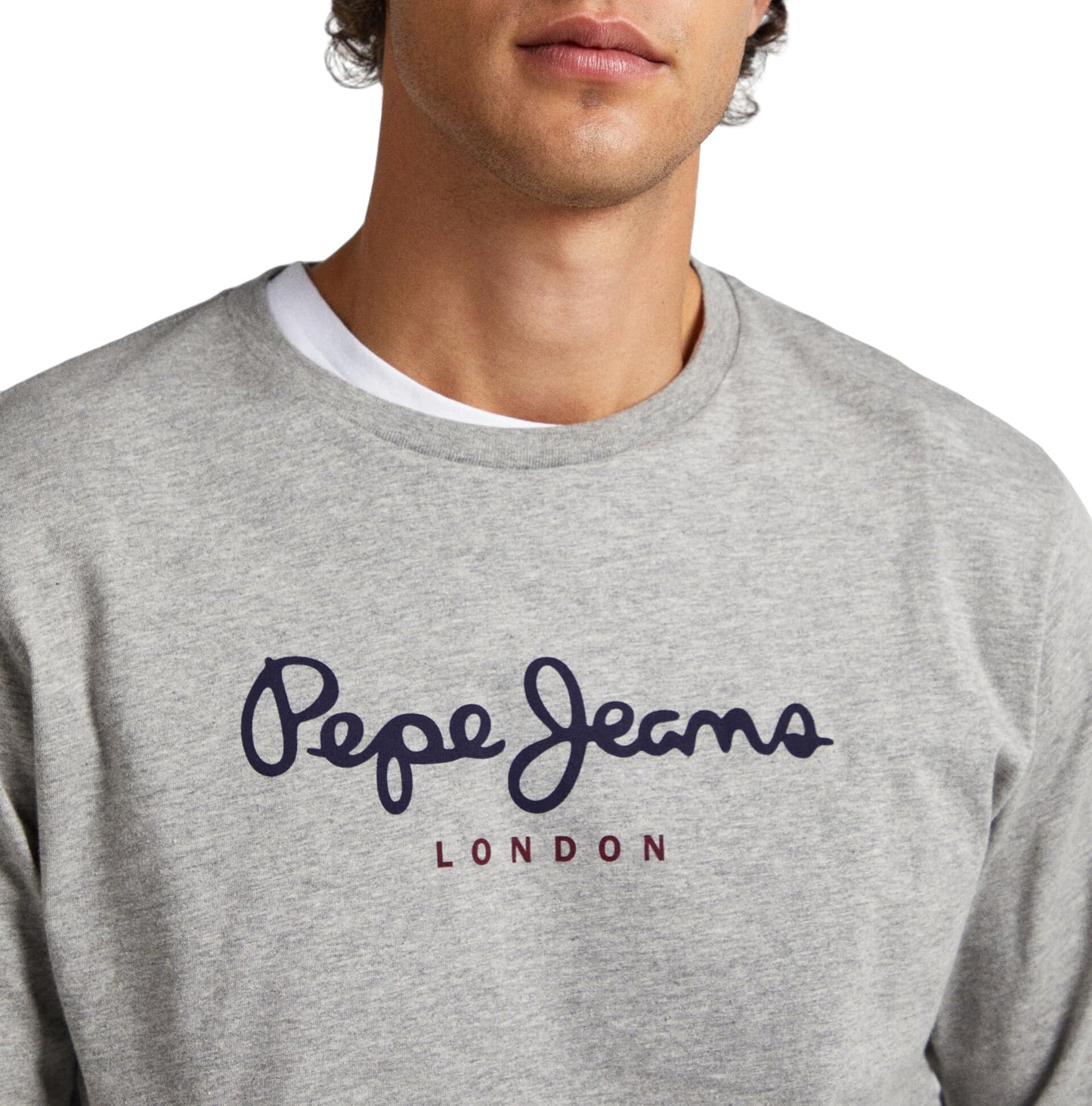 Pepe Jeans Eggo Camiseta para Hombre Slim Fit Manga Larga Gris, L