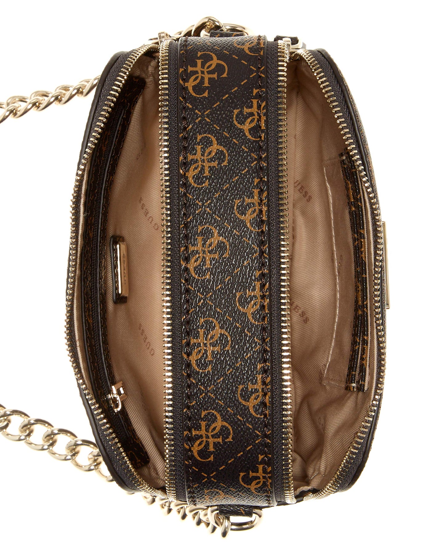 GUESS Crossbody Camera, Noelle-Cámara Cruzada para Mujer, Logotipo marrón, Talla única