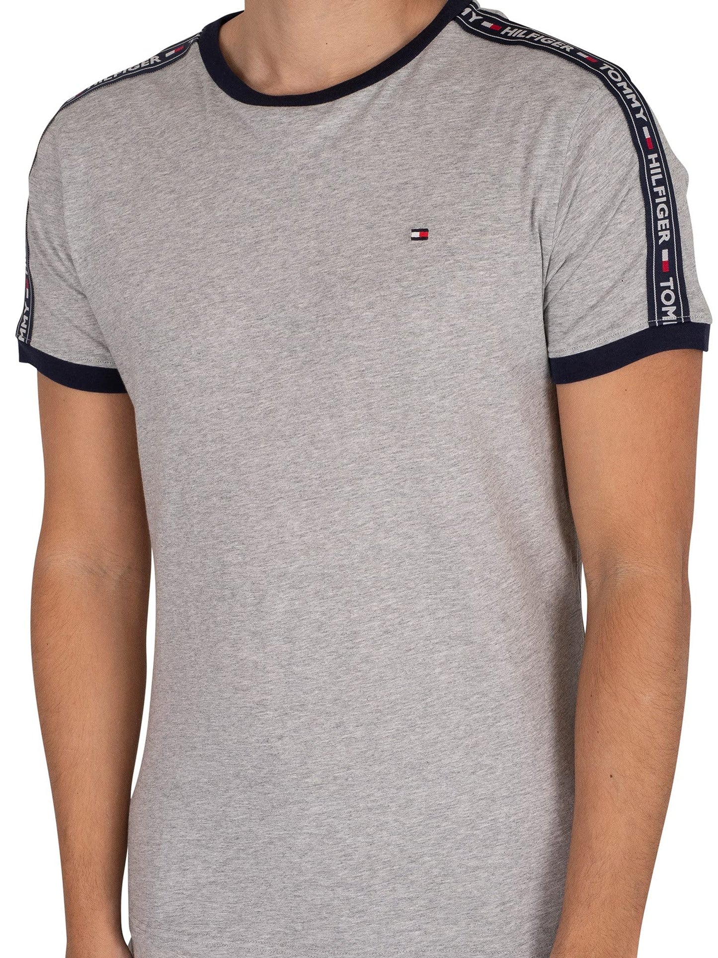 Tommy Hilfiger Hombre Camiseta Manga Corta Cuello Redondo, Gris (Grey Heather), L