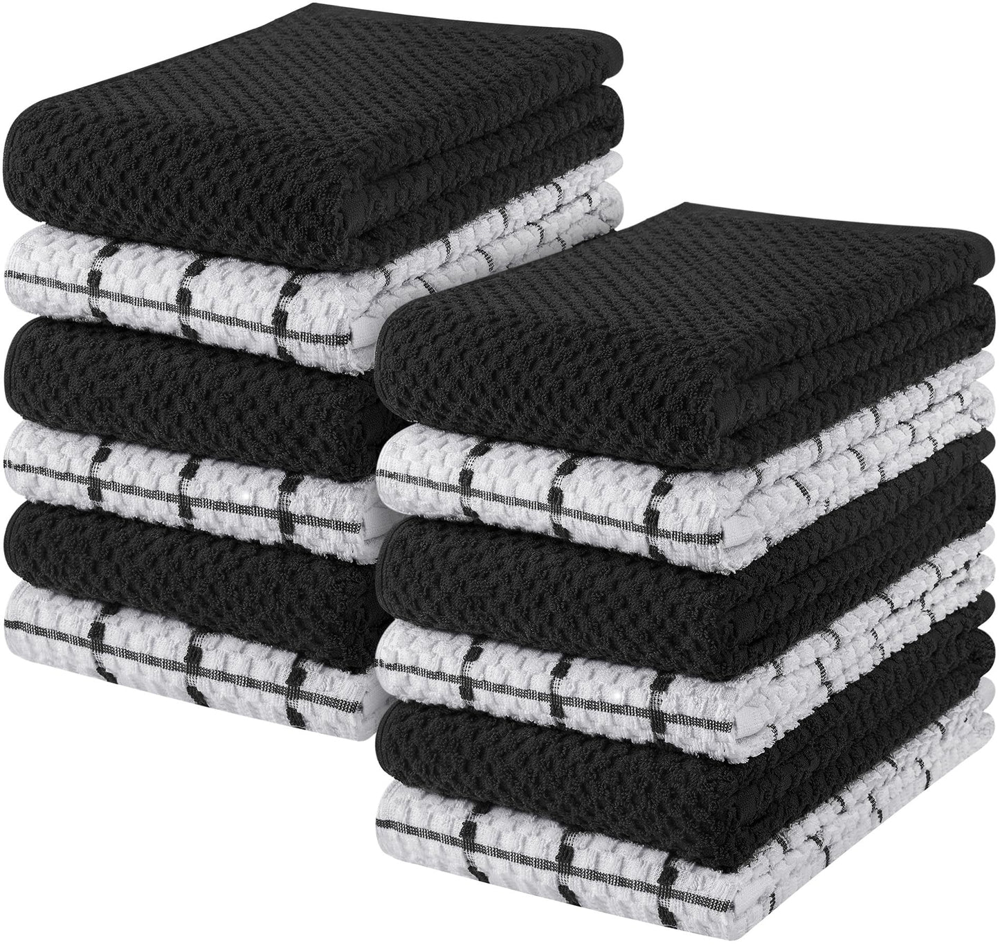 Utopia Towels Kitchen Towels, 15 x 25 Inches, 100% Ring Spun Cotton Super Soft and Absorbent Black Dish Towels, Tea Towels and Bar Towels, (Pack of 12)