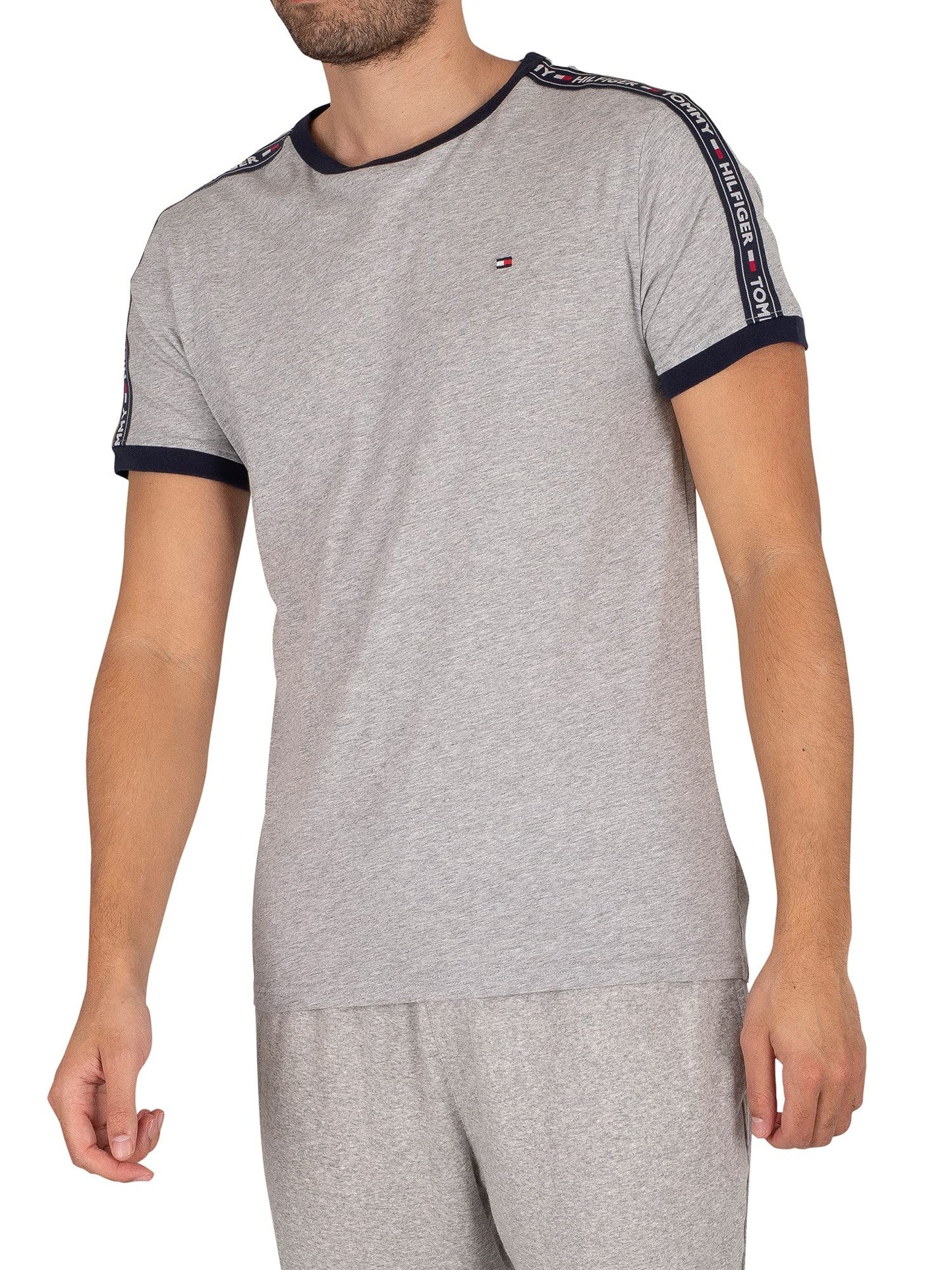 Tommy Hilfiger Hombre Camiseta Manga Corta Cuello Redondo, Gris (Grey Heather), L