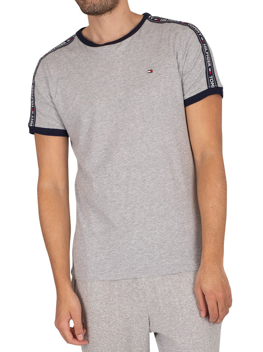 Tommy Hilfiger Hombre Camiseta Manga Corta Cuello Redondo, Gris (Grey Heather), L