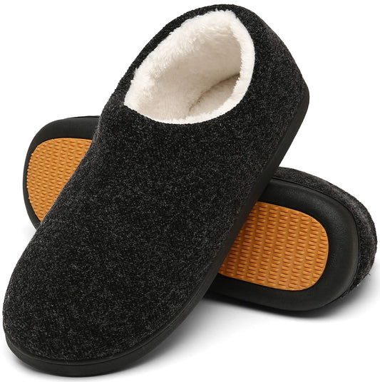 Mishansha Zapatillas Casa Hombre Pantuflas Invierno Zapatillas de Estar por Casa Hombre Cerradas Antideslizante Calentitas Slippers Zapatillas Invierno Negro,Gr.43