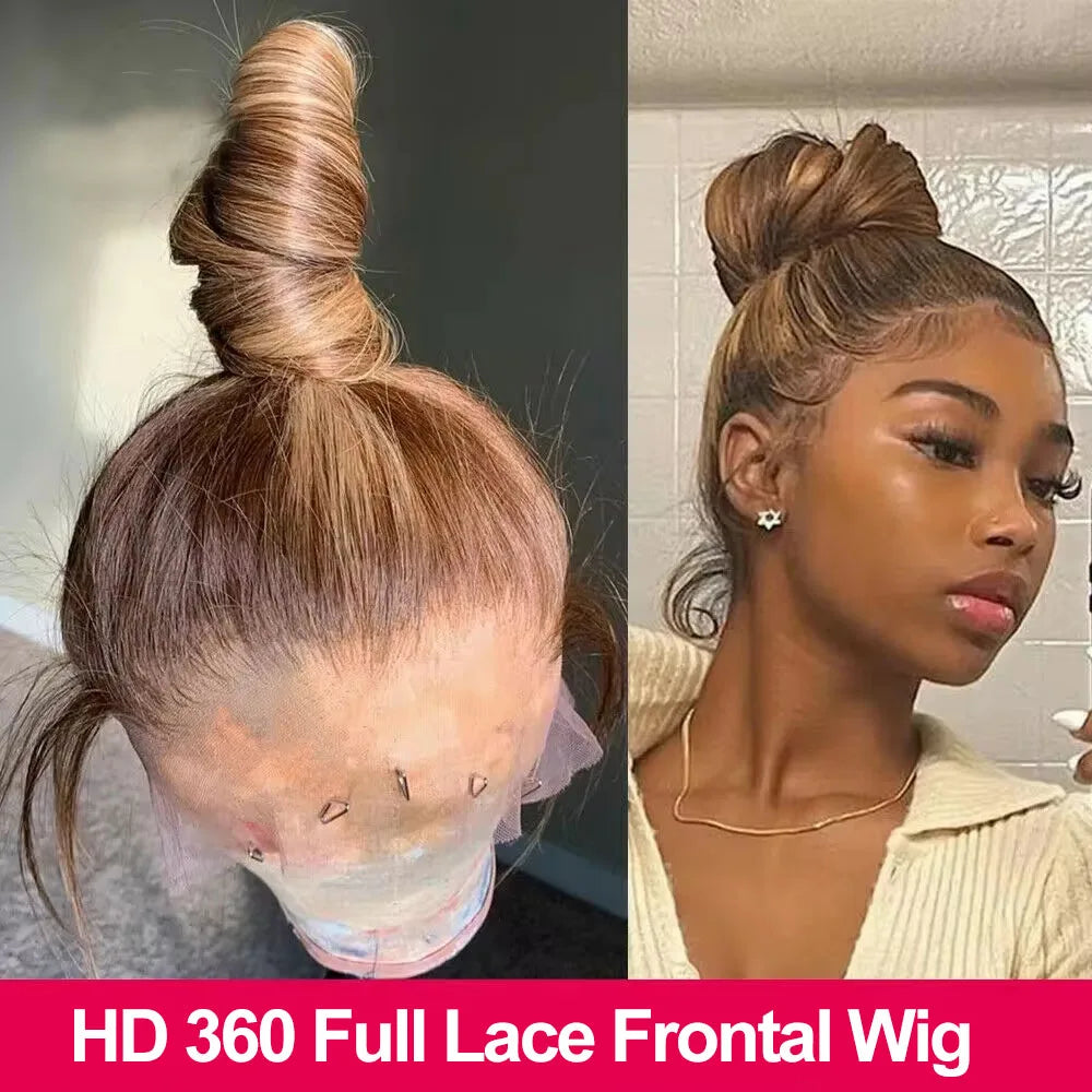 250 Density P4/27 Honey Blonde 360 Full HD Lace Frontal Wig 30 Inch Straight Lace Front Wigs Highlight Glueless Wig Human Hair