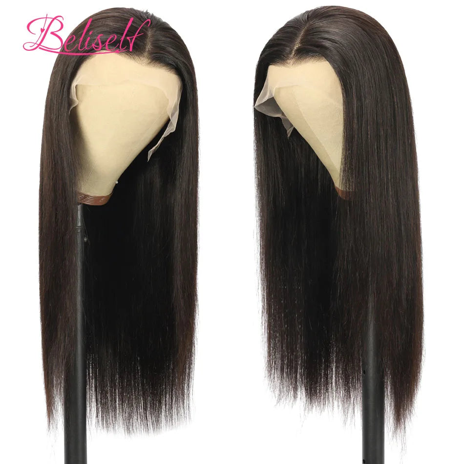 HD Transparent Lace Front Human Hair Wig 13x4 13x6 Straight Frontal Wig Pre Plucked 5x5 HD Lace Closure Wig Beliself Hair