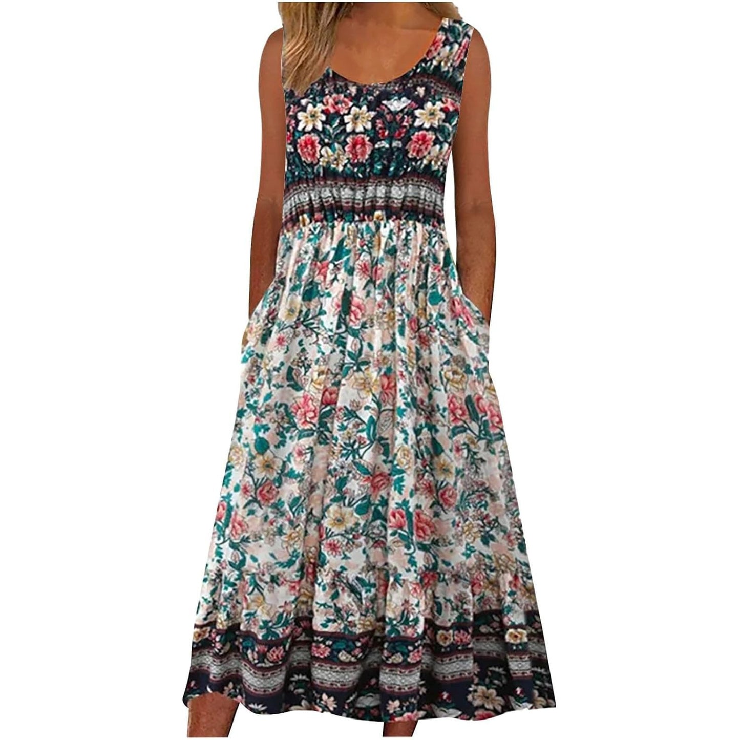 Europe and the United States 2024 spring/summer new print sleeveless pullover dress women's casual dress