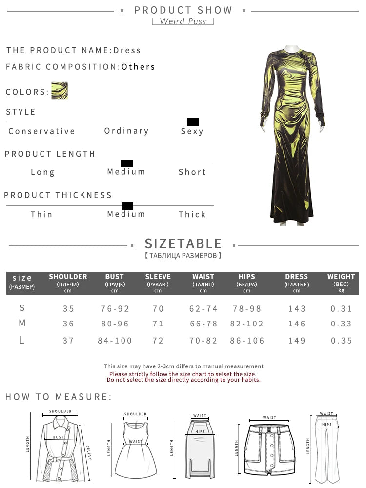 Weird Puss Sexy Light Print Dress Women 2024 Fashion Fall Simple o-Neck Long Sleeve o-Neck Street Skinny Stretch Maxi Bodycon