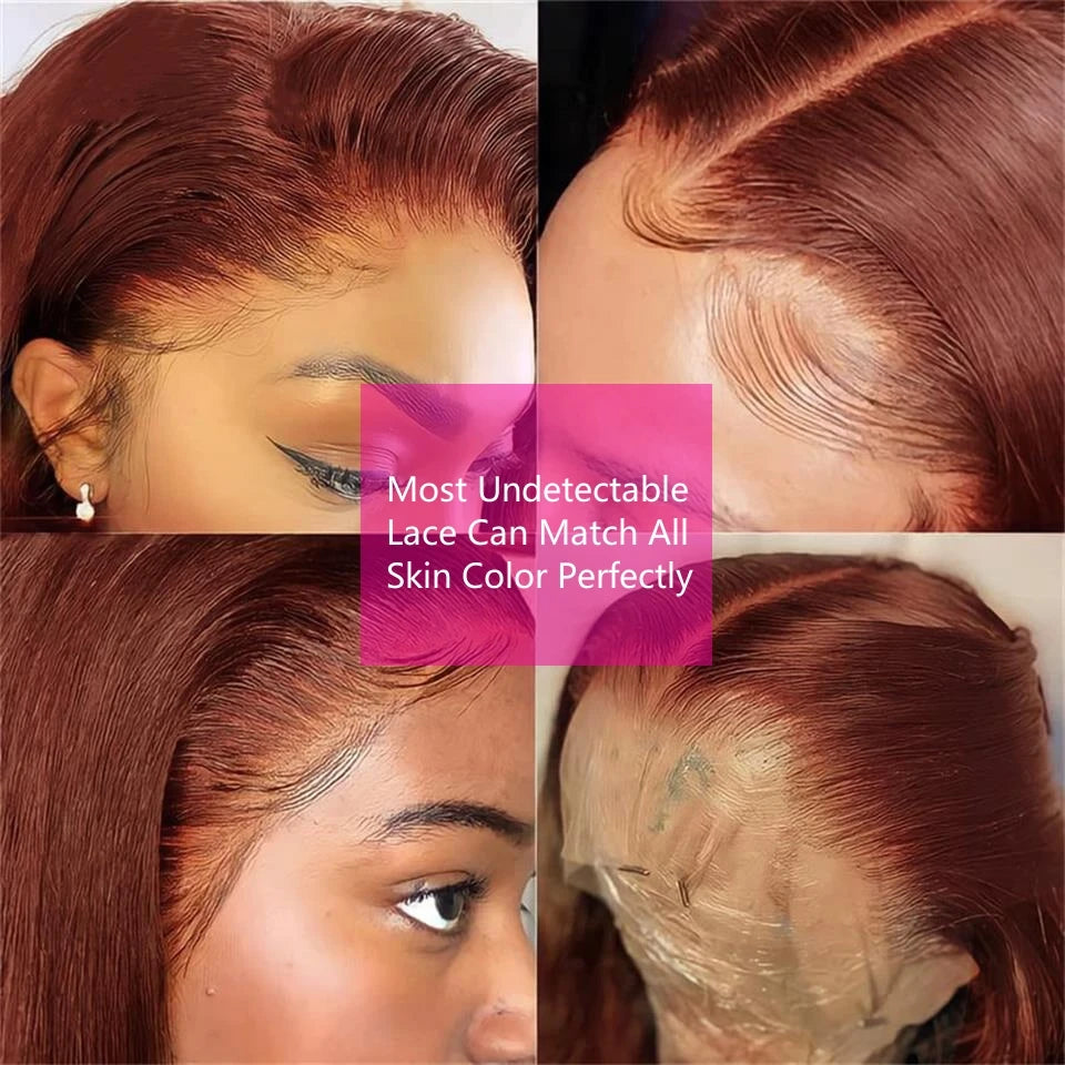 Reddish Brown Straight 13x6 Hd Lace Frontal Human Hair Wig Pre Plucked 13x4 Lace Frontal Wig Brazilian Human Hair Wigs For Women