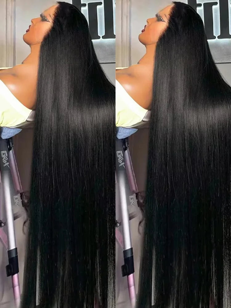 40 50 Inch 200 Density Frontal Wig For Black Women Brazilian Wigs Human Hair 5x5 Bone Straight HD Transparent Lace Front Wigs