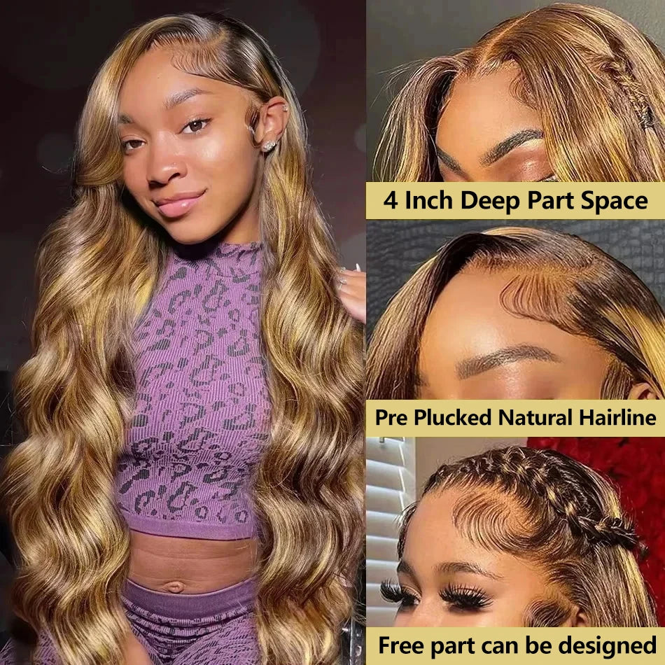 Sophianna 427 Highlight Ombre Body Wave 30 40 inch curly wigs 13x4 Lace Front Wigs Human Hair 13x6 Hd Lace Frontal Wig for woman