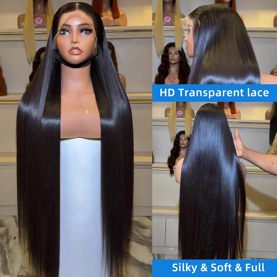 Xcurly Bone Straight 30 35  Inch 13x4 13x6 HD Transparent Lace Front Human Hair Wigs Brazilian 200% 5X5 Closure wig For Women