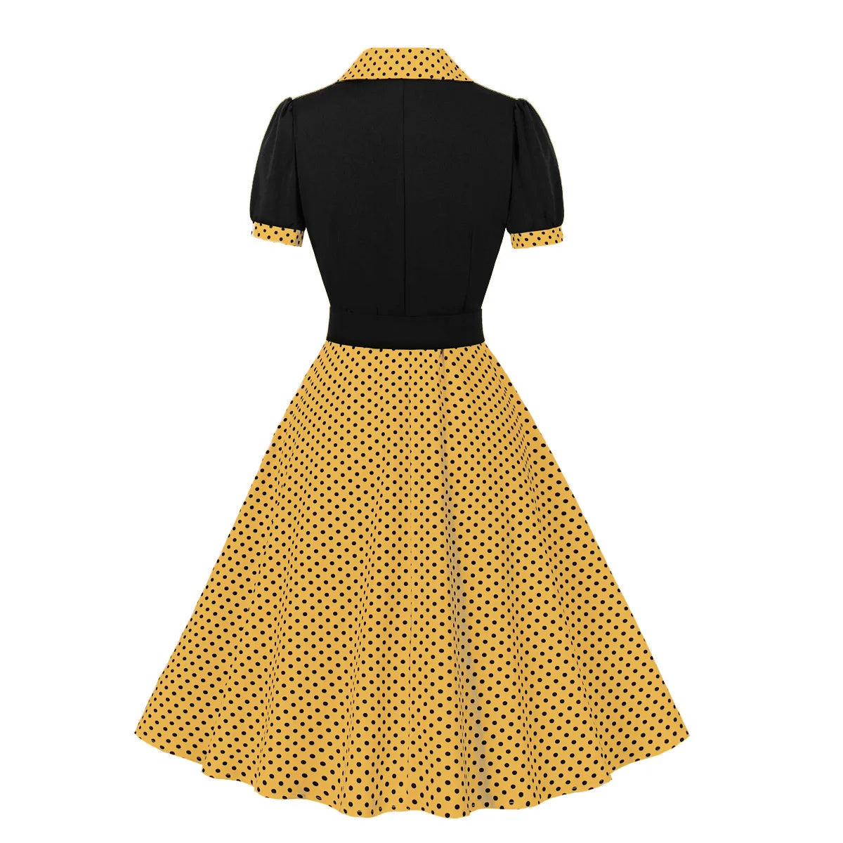 2024 New Fashion Polka Dot Vintage Pleated Dresses Retro Notched Collar Elegant Summer Women Short Sleeve Belted 1950s 60s Dress