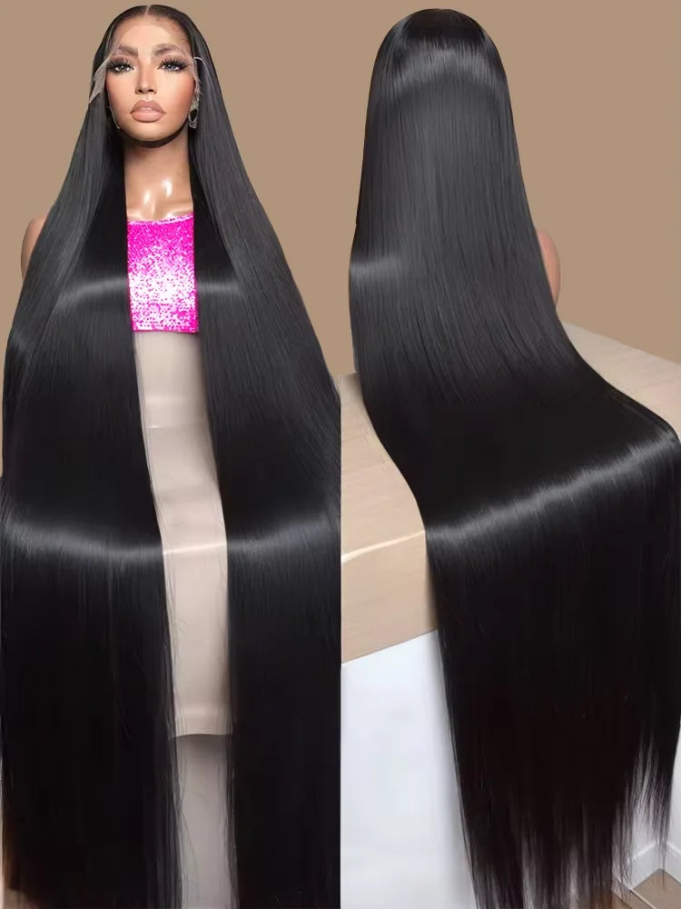 30 Inch 13x4 13X6 Straight Lace Front Wig 200% Density Transparent Frontal Natural Black 100% Human Hair Wigs For Women