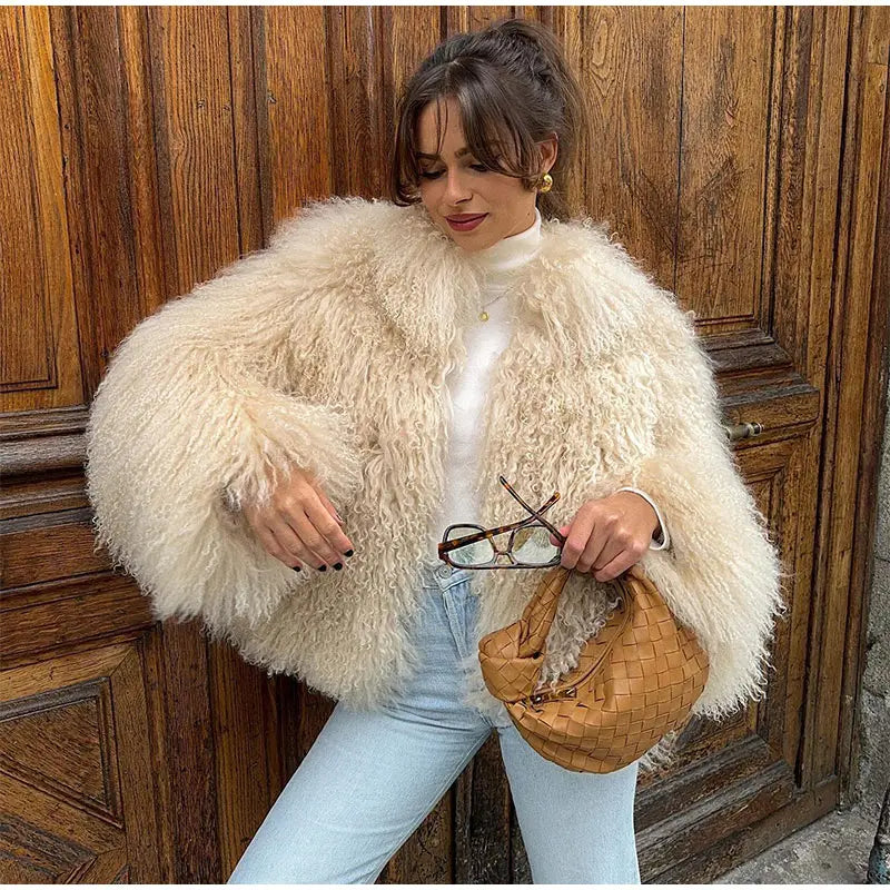 Autumn-winter Fluffy Faux Fur Coat For Ladies Warm Furry Long Sleeve Short Thick Coats 2024 Women Chic High Street Outerwear