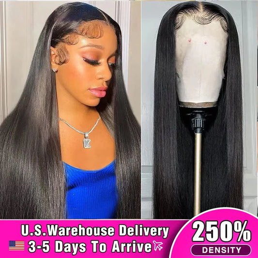 300 Density Straight Human Hair Wigs 13x6 HD Lace Front Body Wave Human Hair Wigs For Black Women Pre Plucked With Baby Hair