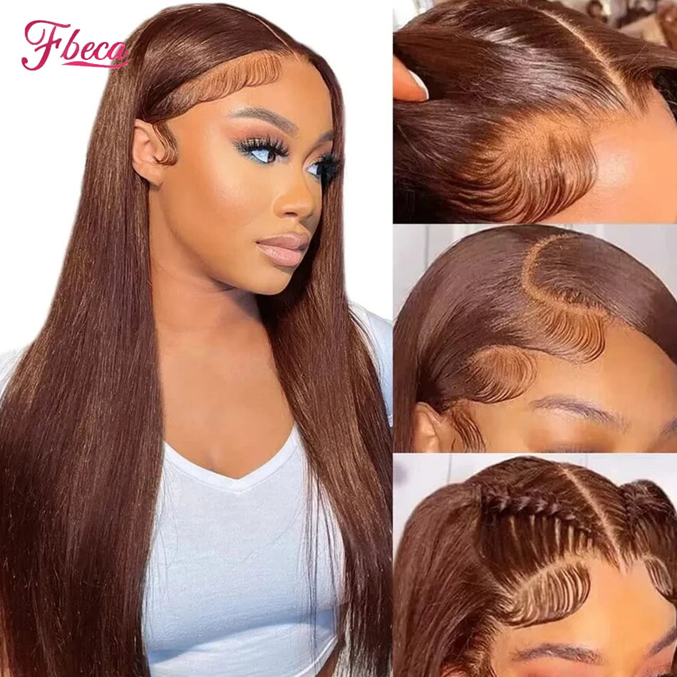 Dark Chocolate Brown Straight Lace Front Wig Colored Transparent Lace Frontal Wigs Human Hair Wigs For Women On Sale Clearance