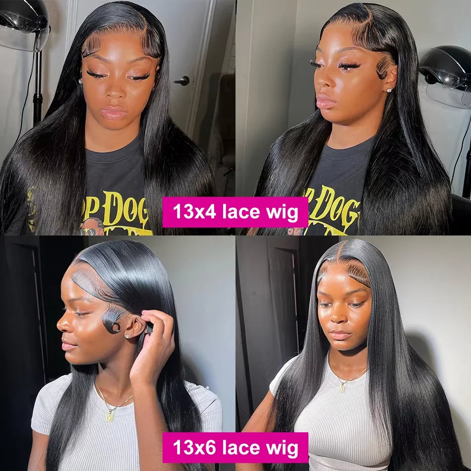 30 Inch 13x4 13X6 Straight Lace Front Wig 200% Density Transparent Frontal Natural Black 100% Human Hair Wigs For Women