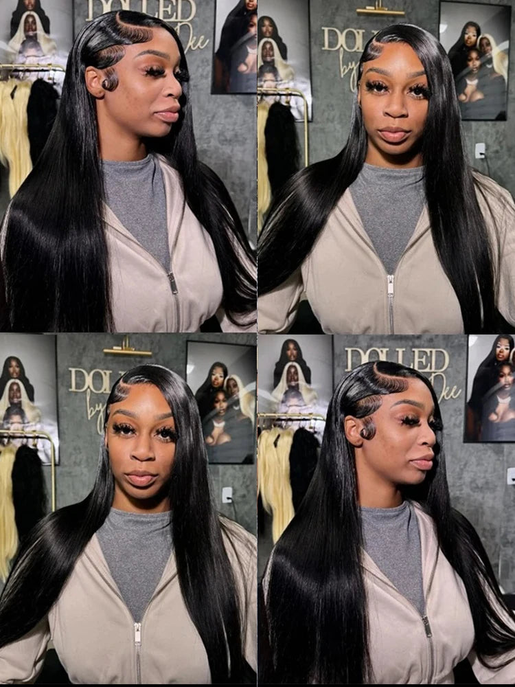 Links 30 Inch Bone Sraight 13x6 HD Transparent Lace Front Wig Human Hair 200 Density 13x4 Lace Frontal Wig For Women Pre Plucked