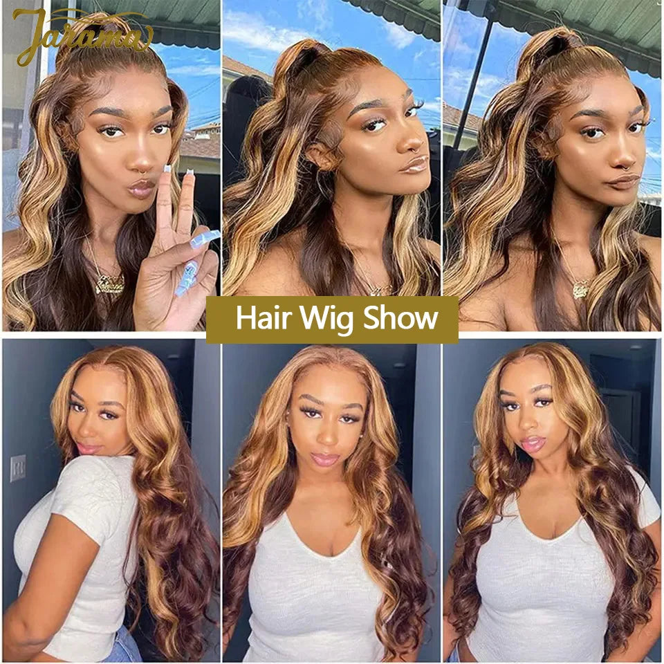 P4/27 Highlight Color Human Hair Wigs 13x4 Transparent Lace Frontal Wig Body Wave Human Hair Wig Brazilian Human Hair Wig Sale Natural Human Hair For Women 3 Day Delivery France