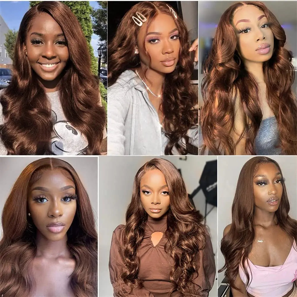 30 Inch Chocolate Brown 13X4 Transparent Lace Front Wig Body Wave 13X6 Brown Colored Lace Frontal Human Hair Wigs For Women