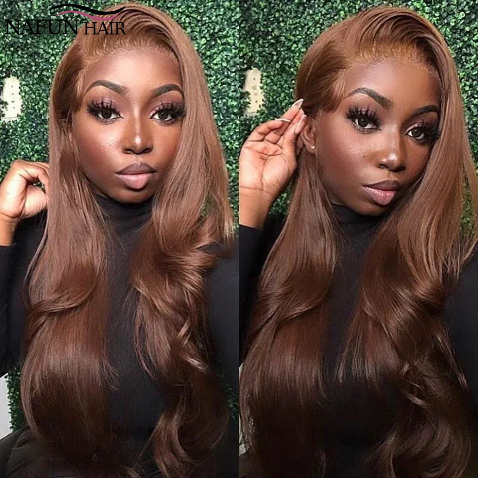 30 Inch Chocolate Brown 13X4 Transparent Lace Front Wig Body Wave 13X6 Brown Colored Lace Frontal Human Hair Wigs For Women