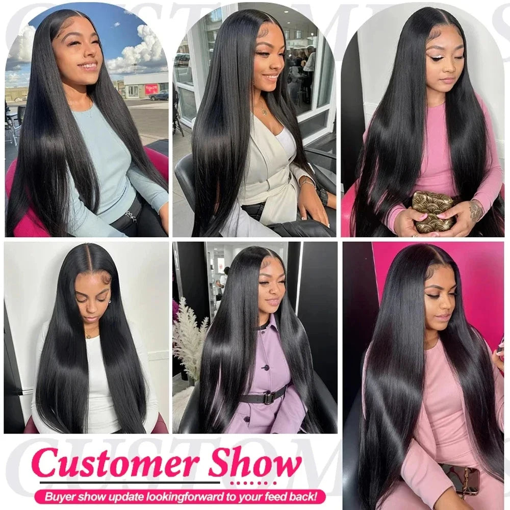 30 40 Inch Bone Straight 13x6 HD Transparent Lace Frontal Wigs Preplucked 13x4  Lace Front Human Hair Wig Glueless 5x5 Closure