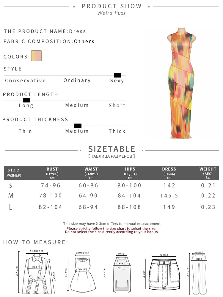 Weird Puss Colorful Print Dress Women Summer Trend Sleeveless Patchwork Skinny Elastic Bodycon Birthday Party Clubwear Vestidos